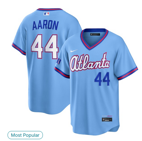 Men Atlanta Braves #44 Aaron blue Nike 2026 City Connect Stadium Jersey